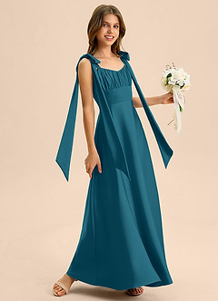 Azazie Halley Junior Klä av A-Line i Stretch Satin Rosett image5