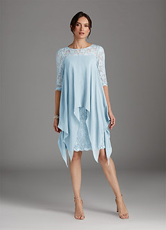 Azazie Flo Mother of the Bride Dresses Sky Blue A-Line Lace Chiffon Dress image1