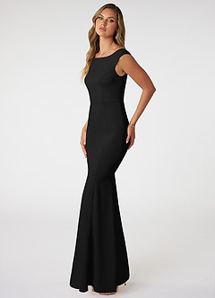 Azazie Nicolina Bridesmaid Dresses Black Mermaid Square Neckline Stretch Crepe Dress image3