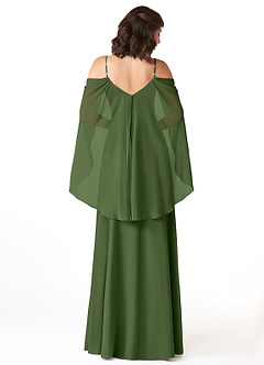 Azazie Cienna Jurken voor bruidsmeisjes Jurk van Chiffon met A-Lijn Off the Shoulder Olijf image2