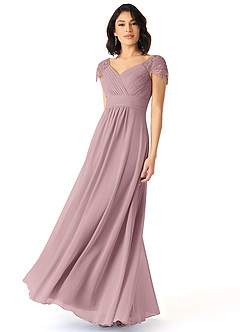 Azazie Adelyn Final Sale Agave A-Line Lace Chiffon Dress image1