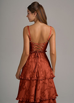 Azazie Romie Vestidos de damas de honor Vestido de Castaño de Devorado Floral de Corte en A con Corsé image6