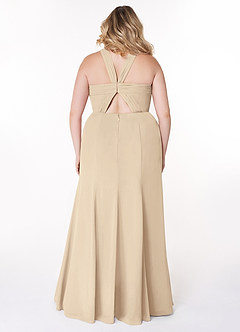 Azazie Rue Robes de demoiselle d'honneur Robe Trapèze en Mousseline de soie Dos nu Champagne image8