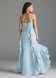 Azazie Peyton Junior Sky Blue A-Line V-Neck Cascading Ruffles Chiffon Dress image2