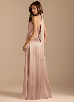 Azazie Tracie Bridesmaid Dresses English Rose A-Line Pleated Metallic Satin Dress image9