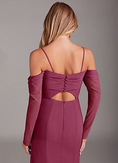 Azazie Hallie Bridesmaid Dresses Mulberry Mermaid Long Sleeve Chiffon Dress image6