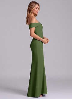 Azazie Luciana Vestidos de damas de honor Vestido de Oliva de Gasa de Corte Recto Convertible con Vestidos sin tirantes image6