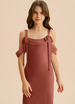 Azazie Bellalina Junior Syrena Pofałdowany Satyna elastyczna Długość podłogi Młodsza druhna Sukienka image6