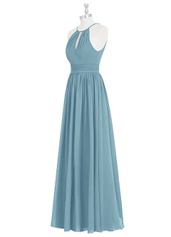 Azazie Cherish Jurken voor bruidsmeisjes Jurk van Chiffon met A-Lijn Geplooid Mystiek Blauw image8