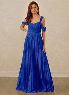 Christian Siriano Bridal for Azazie 1013 Robes de demoiselle d'honneur Robe Trapèze en Mousseline de soie Épaule décolletée Bleu Roi image8