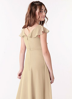 Azazie Posie Junior A-Linie Gestreift Chiffon Kleid Champagner image5