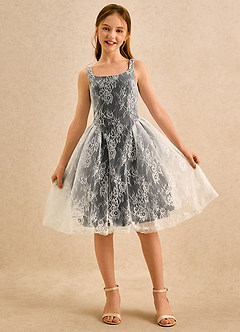 Azazie Cubbie Girls Formal Blumenmädchenkleider A-Linie Spitze Kleid Schwarz image4