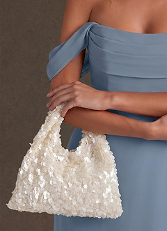 front Sequin Embellished Hobo Bag with Detachable Chain Strap