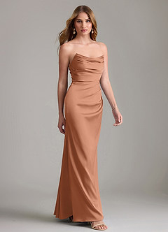 Azazie Lucille Bridesmaid Dresses Bronzer Mermaid Strapless Stretch Satin Convertible Dress image4