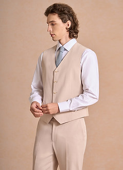 front Carter Marrone Chiaro Gilet da abito in misto cotone e lino