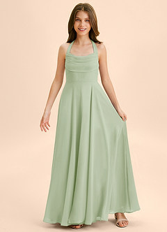 Azazie Kady Junior Dusty Sage A-Line Sweetheart Neckline Chiffon Dress image3