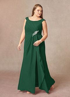 Azazie Yarrow Kleider für die Brautmutter A-Linie Plissee Chiffon Kleid Dunkelgrün image9