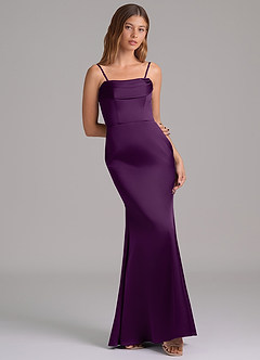Azazie Miley Bridesmaid Dresses Grape Mermaid Off the Shoulder Stretch Satin Convertible Dress image8