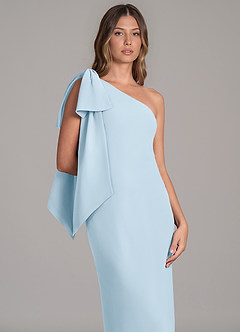 Azazie Capri 신부 들러리 드레스 A라인 한쪽 어깨 쉬폰 바닥 길이 드레스 image7