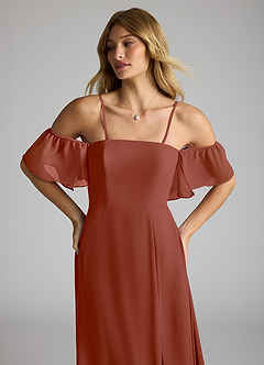 Azazie Sue Bridesmaid Dresses Auburn A-Line Off the Shoulder Chiffon Convertible Dress image2