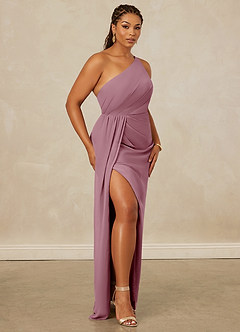 Christian Siriano Bridal for Azazie 1003 Bridesmaid Dresses Vintage Mauve Sheath One Shoulder Chiffon Dress image12