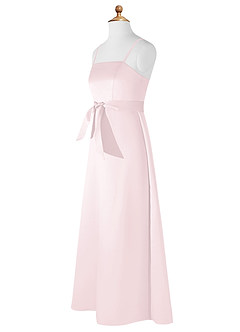 Azazie Anina Vestido de Rosa Rubor de Satin Mate de Acampanado con Lazo image9