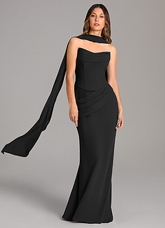 Azazie Sorrel Bridesmaid Dresses Black Mermaid Corset Chiffon Dress image1