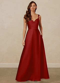 Christian Siriano Bridal for Azazie 1001 Bridesmaid Dresses Pomegranate A-Line Sweetheart Neckline Stretch Satin Dress image1