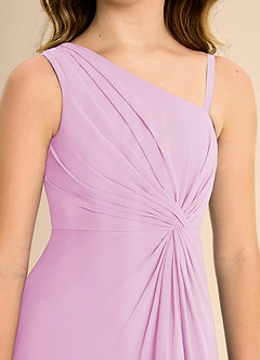 Azazie Brooke Junior Robe Trapèze en Mousseline de soie Fente Latérale Rose Bonbon image7