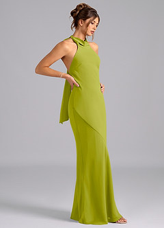 Azazie Velli Bridesmaid Dresses Lemongrass Mermaid High Neck Chiffon Dress image4