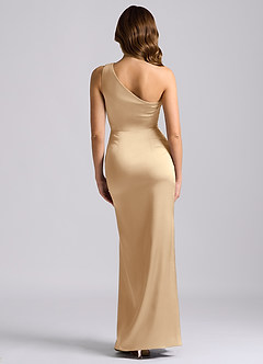 Azazie Akilah 신부 들러리 드레스 인어 한쪽 어깨 스트레치 새틴 바닥 길이 드레스 image2