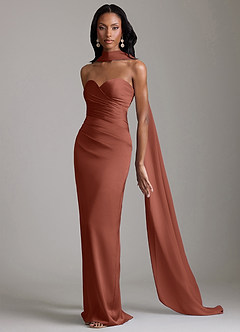 Azazie Sonora Suknie dla druhen Osłona Bez ramiączek Satyna elastyczna Do ziemi Sukienka image10