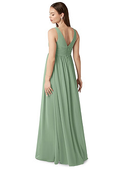 Azazie Yetta Maternity Bridesmaid Dresses A-Line V-Neck Gathered Chiffon Floor-Length Dress image5