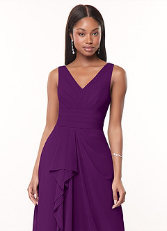 Azazie Julianna Brautjungfernkleider A-Linie Chiffon Kleid Traube image5