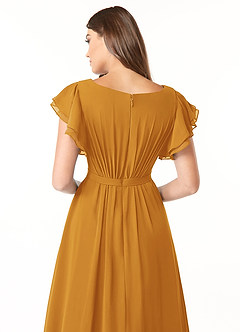 Azazie Daphne Modest Bridesmaid Dresses A-Line Ruffled Chiffon Floor-Length Dress image5