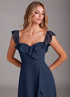 Azazie Lyra Bridesmaid Dresses Dark Navy A-Line Chiffon Convertible Dress image10