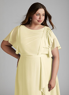 Azazie Aaliyah Modest Bridesmaid Dresses A-Line Scoop Pleated Chiffon Floor-Length Dress image11