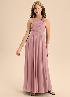 Azazie Charlize Junior Dusty Rose A-Line Pleated Chiffon Dress image3