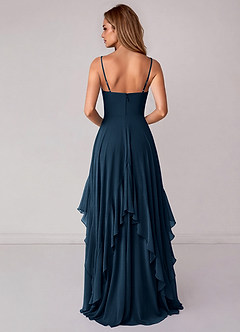 Azazie Zaina Abiti da Damigella Abito A-Line in Chiffon Marino Scuro image6