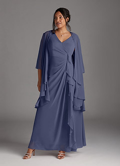 Azazie Manuella Vestidos para mãe da noiva Vestir Tormentoso de Chiffon de Linha A com Decote em V Plissado image10