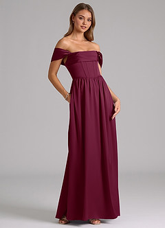 Azazie Hattie Bridesmaid Dresses Mulberry A-Line Corset Stretch Satin Dress image4