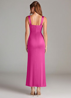 Azazie Denice Robes de demoiselle d'honneur Robe Fourreau en Satin extensible Plissée Fuchsia image2