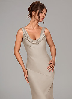 Azazie Rylina Bridesmaid Dresses Frost Mermaid Stretch Satin Dress image6