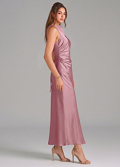 Azazie Evadne Brautjungfernkleider Etui Plissee Stretch-Satin Kleid Vintage Mauve image4