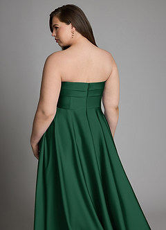 Azazie Meleena Final Sale Dark Green A-Line Strapless Stretch Satin Dress image13