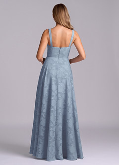 Azazie Shaude Bridesmaid Dresses Dusty Blue A-Line Pleated Floral Burnout Dress image2