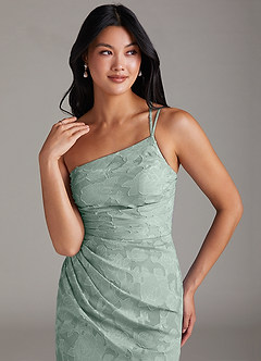 Azazie Eren Jurken voor bruidsmeisjes Jurk van Bloemen Burn-out met Kolom One-shoulder Agave image5