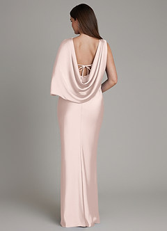 Azazie Darby Bridesmaid Dresses Blushing Pink Mermaid Pleated Stretch Satin Dress image2