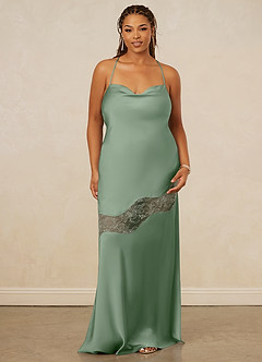 Christian Siriano Bridal for Azazie 1012 Brautjungfernkleider Etui Spitze Stretch-Satin Kleid Matcha image11