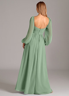 Azazie Alia Bridesmaid Dresses Matcha A-Line Long Sleeve Chiffon Dress image4